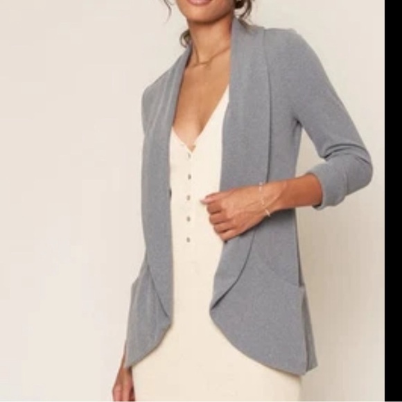 Frenchmauve Melanie Ribbed Knit Jacket XL 3/4 Sleeve Stone Grey - Picture 1 of 9